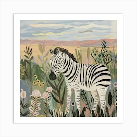 Zebra Pastel Illustration 4 Art Print