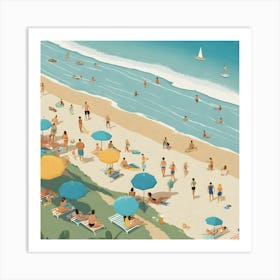 Illustration Of A Beach Scene Art Print