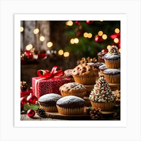 Christmas Cupcakes Art Print