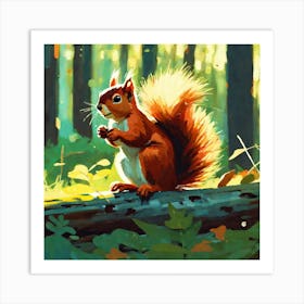 Red Squirrel In The Woods 1 Art Print