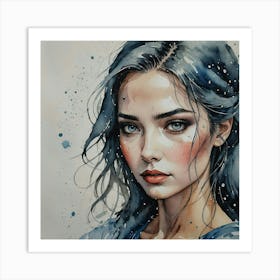 Watercolor Of A Girl Art Print