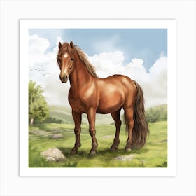 Chestnut Pony In Countryside Art Print