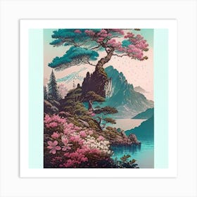 One Tree On The Top Of The Mountain Towering Art Print