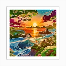 Sunset On The Beach 6 Art Print