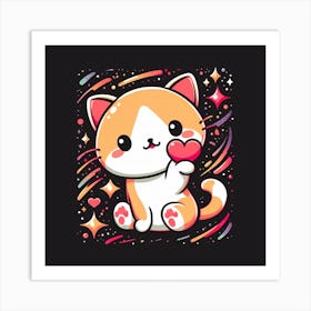 Kawaii Cat Art Print