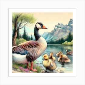 Wild Goose Bird Color - Painting Artwork 50 Art Print