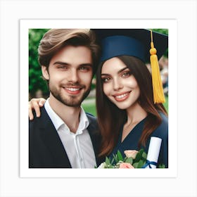 MD, PhD graduation couple Art Print