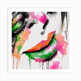 Watercolor Of A Woman'S Face Art Print