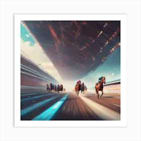 Futuristic Horse Race Art Print