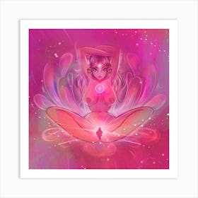 Lotus spiritual woman Art Print