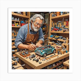 Toy Car Workshop Art Print