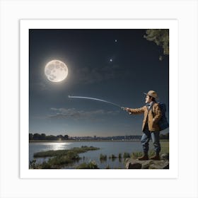 Fishing In The Moonlight Art Print