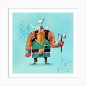 Viking with a small bird on the head Art Print
