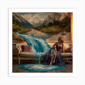 Woman Sitting On A Couch 1 Art Print