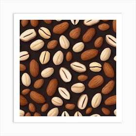 Almonds On A Black Background 1 Art Print