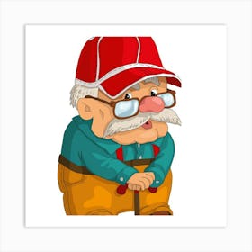 Old Man With A Cane Art Print