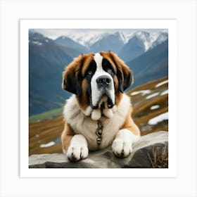 St Bernard Dog 21 Art Print