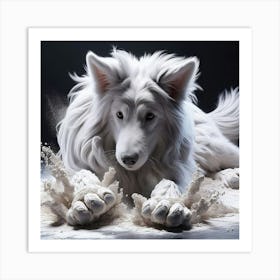 White Dog In Sand Art Print