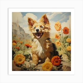 Dog In The Meadow Art Print