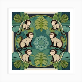 Monkeys In The Jungle Art Print