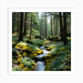 Stream In The Forest 1 Art Print