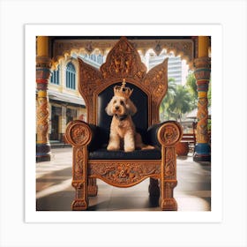 Dog Sitting On A Throne 1 Art Print