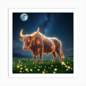 Bull In The Night Sky 5 Art Print