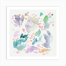 Abstract Watercolour Petals Flowers Square Art Print