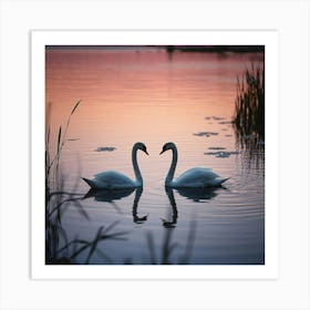 Swan Lake At Twilight 1 Art Print