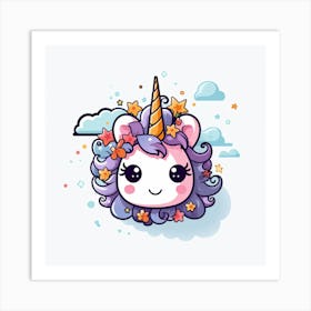 Unicorn With Rainbow Mane 58 Art Print