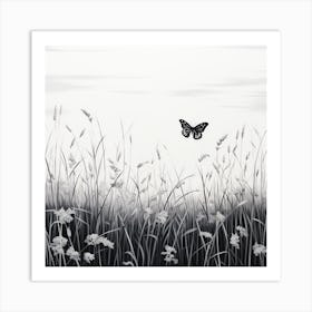 Butterfly In The Grass Art Print