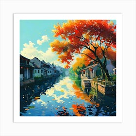 Autumn In Chinese Village Art Print