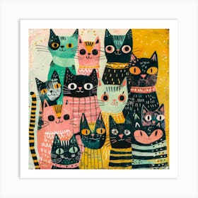 Cats In A Group 2 Art Print