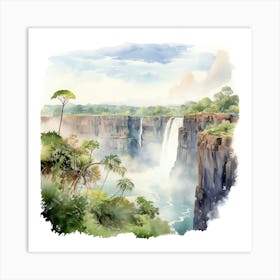 Waterfall In Zambia Art Print