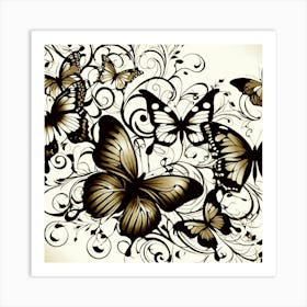 Butterflies And Vines 6 Art Print