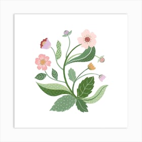 Bold Flower Pink Gouache Painting 1 Art Print