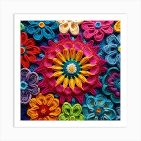 Crocheted Flowers 1 Art Print