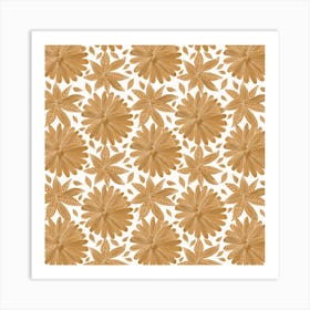 Tan On Beige Bloomong Florals Art Print