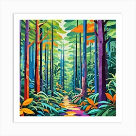 Jungle Path Cubism Style Art Print