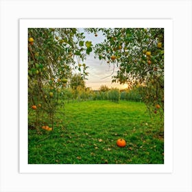 An Isolated Rustic Natural View Of A Bountiful Garden In Autumn Where A Plethora Of Verdant Pumpk (3) Art Print