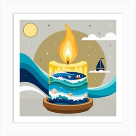 Candle On The Beach Art Print