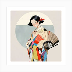 Japanese woman with fan 5 Art Print