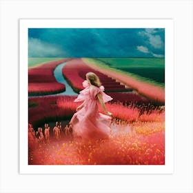 Girl In A Pink Dress Art Print