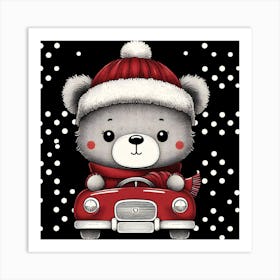 Teddy Bear In Car Art Print