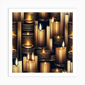 Candle Vector Seamless Pattern Art Print