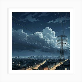 Cityscape At Night 1 Art Print