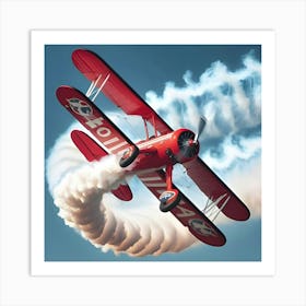 Vintage Aeroplane Doing Stunts In The Sky Art Print