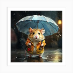 Hamster In The Rain 5 Art Print