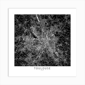 Toulouse Black And White Map Square Art Print
