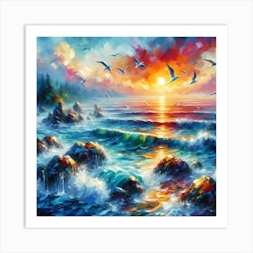 Sunset At The Sea Art Print